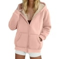 thumbnail image 2 of Gibobby Womens Zip Up Y2K Hoodies Long Sleeve Fall Oversized Casual Drawstring Drop Shoulder Sweatshirts Jacket with Pocket(S,Pink), 2 of 5