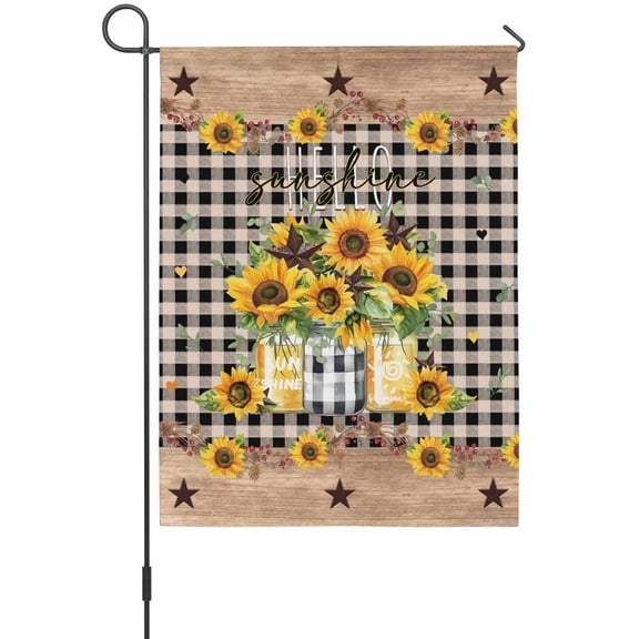 Sunflower Country Star Garden Flags For Outdoor, Texas Star Flowers Small Double Side Yard Flags Weather Proof Garden Decor for Lawn Outside Holiday 12 x 18 Inches