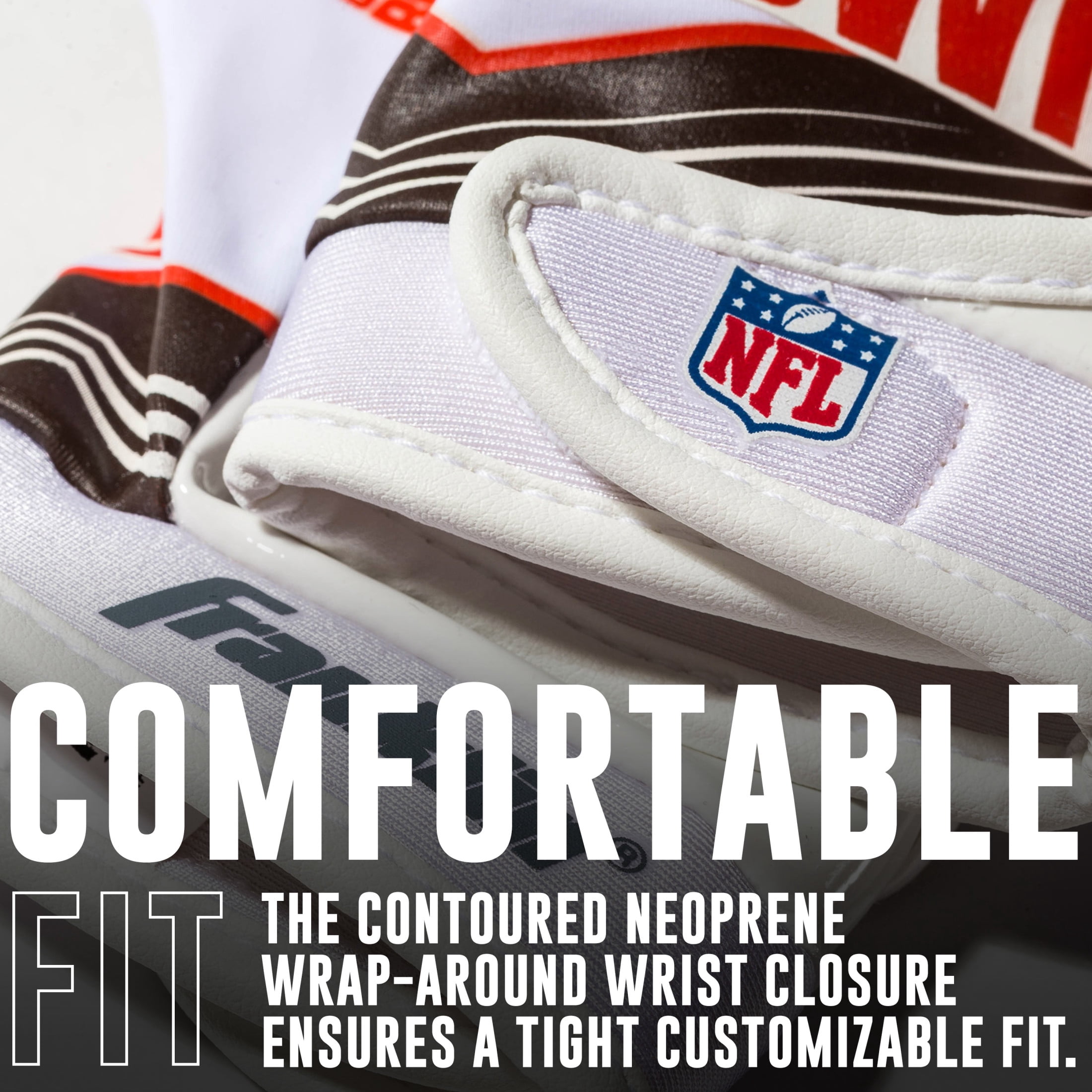 Franklin Sports Cleveland Browns Youth NFL Football Receiver Gloves - Official NFL Team Logos - Kids Football Gear + Accessories - Youth XS/S Pair