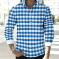 thumbnail image 6 of VgaVtl Shirts for Men Plus Size Checkered Long Sleeve Collared Clothing for Men Blue Bottoming Loose Button Office Shirts,3XL, 6 of 8