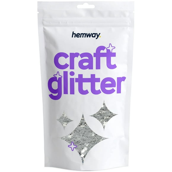 Hemway Craft Glitter 100g / 3.5oz Glitter Flakes for Arts Crafts Tumblers Resin Epoxy Scrapbook Glass Schools Paper Halloween Decorations - Shaped (1/8" 0.125" 3mm) - Silver Stars