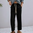 thumbnail image 2 of Women's Casual Pants High Waisted Loose Fit Boyfriend Jeans Elastic Waistband Wide Leg Comfortable Daily Vacation Wear, 2 of 5