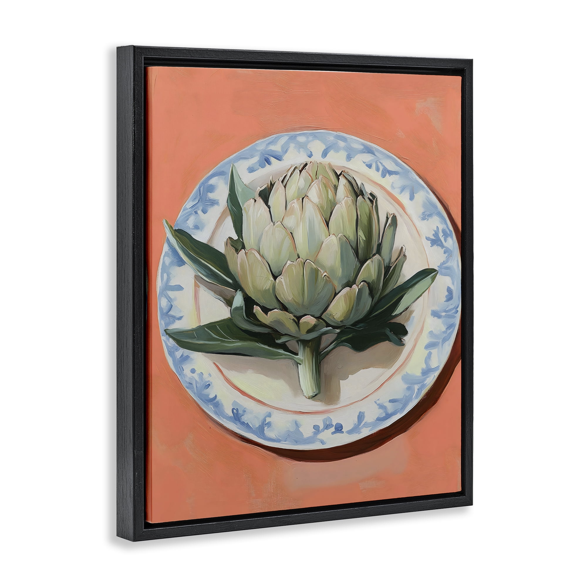 Stupell Industries Retro Artichoke over Orange Black Framed Floater Canvas Wall Art, design by The Prints Vibe