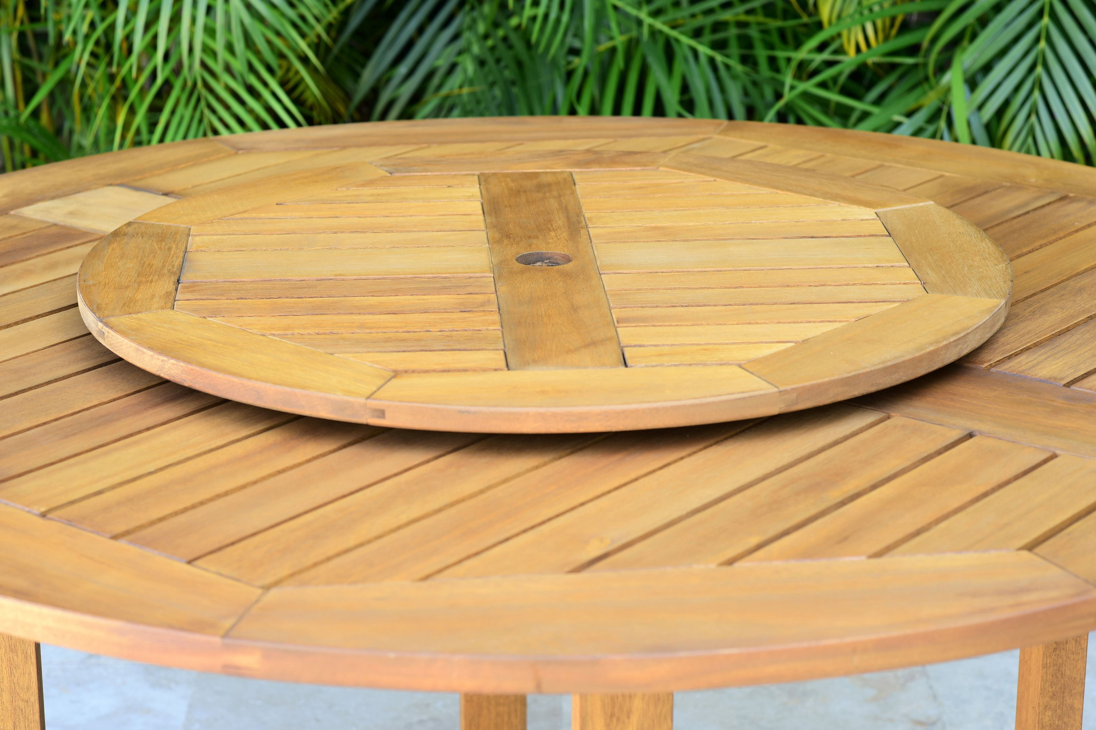Amazonia Calgary 7 Pieces Lazy Susan Teak Finish Round Patio Dining Set
