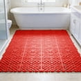 thumbnail image 6 of 12" x 12"Modular Shower Floor Mat - Anti- Bath Mat with Suction Cups, Quick-Dry Open Grid Design, Waterproof Bathroom Carpet for Shower & Wet Areas, Red, 6 of 7