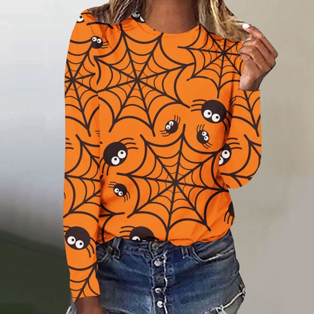 Ichuanyi liquidación de la moda mujer casualidad casual halloween halloween impreso cuello redondo de camiseta suelta blusa blusa ICHUANYI WER202308216186