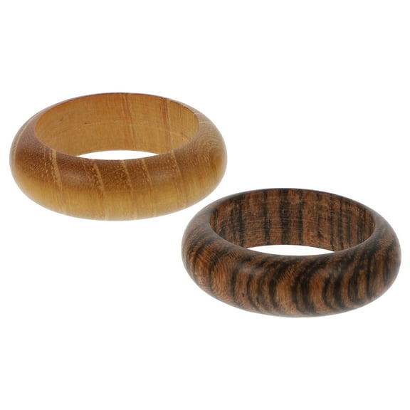 IBASETOY 2Pcs Wood Macrame Rings Set Assorted Color Simple Style Jewelry for Men and Women