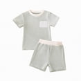 thumbnail image 4 of NOLDARES Toddler Baby Boy Summer Clothes Short Sleeve Letter Print Stripe T-Shirt with Elastic Waist Shorts Set Summer Outfit Blazer,18-24 M, 4 of 4