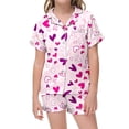 thumbnail image 2 of FhsagQ Pajamas for Girls Kids Girls Loving Heart Pattern Printed Short Sleeve Button down Pajamas Shorts Set Sleepwear Outfits Girls St. Patrick's Day Sleepwear Size 14-16 Dresses 4-5 Years, 2 of 4