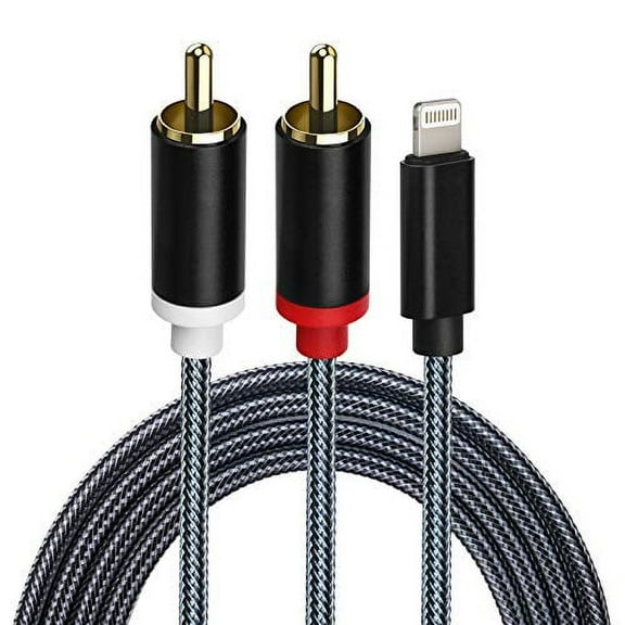 WORLDBOYU, 6FT, New, Silver Lightning to RCA Cable Audio Aux Adapter, iPhone, iPad and iPod Models