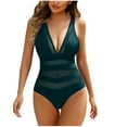 thumbnail image 2 of Abomasnow Sexy One Piece Swimsuit for Women Summer Mesh Tummy Control Backless Swimwear Slimming Deep V Neck Bathing Suits, 2 of 3