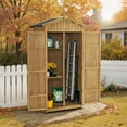 thumbnail image 2 of MCombo 75'' Outdoor Storage Cabinet, Lockable Wooden Storage Shed with Removable Shelves, Tall Tool Shed with Waterproof Asphalt Roof for Yard, Garden, Patio, Lawn 1165, 2 of 9