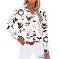 thumbnail image 5 of Womens Halloween Graphic Shirts Pumpkin Witch Print V Neck Tops | 2026 Casual Fall 3/4 Sleeve T Shirts,Funny Halloween Graphic Costume,Fall Festival Events,Halloween Party,Happy Halloween, 5 of 7