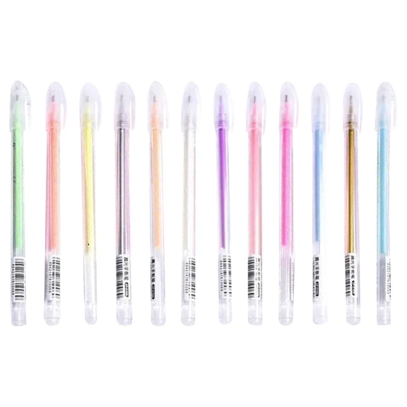 YDYB Gel Pens Set 12 Colors, Metallic Gel Pens with Needle Tip and Shows on Dark Paper, Smooth Writing for Art Supplies and Scrapbooking