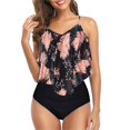 thumbnail image 1 of Traje de baño tankini con volantes tipo XL, tirantes finos, sujetador acolchado, ajustable para surfear y divertirse en la playa, 1 of 8