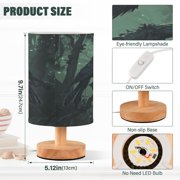 WOBOGO The Midnight Crow Bedroom Table Lamp USB Power Connector Wooden Base Round Linen Shade For Living Room Desk