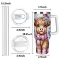 thumbnail image 2 of Christmas Highland Cow Tumbler with Lid and Straw, Pink Winter Decor Design, Insulated Holiday Travel Cup, 2 of 9