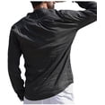 thumbnail image 2 of Mens V Neck Cotton Linen Henley Shirts Long Sleeve Banded Collar T-Shirt Loose Fit Summer Beach Tops, 2 of 6