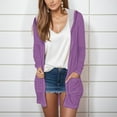 thumbnail image 2 of felwors Long Cardigans Sweaters for Women, 2025 Fall Lightweight Trendy Casual Comfy, Open Front Hooded Cardigans with Pocket Purple, L, 2 of 3