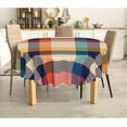 thumbnail image 2 of Colorful Herringbone Textured Tablecloth 60 Inch Round Gingham Check Plaid Waterproof Table Cloth, Polyester Cover for Outdoor Picnic Camping and Kitchen Dining Party, 2 of 6