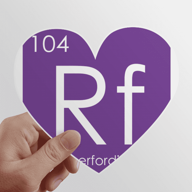 Quimica elementos periodo cuadro metales de transición Rutherfordio RF Calcomanías cardíacas,calcomanías para equipaje