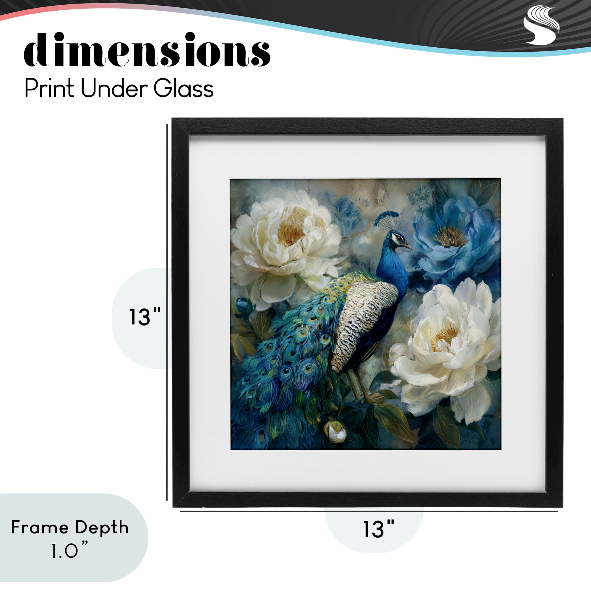 Stupell Industries Pretty Peony Peacock Black Framed Print Under Glass, design by Tina LeCour