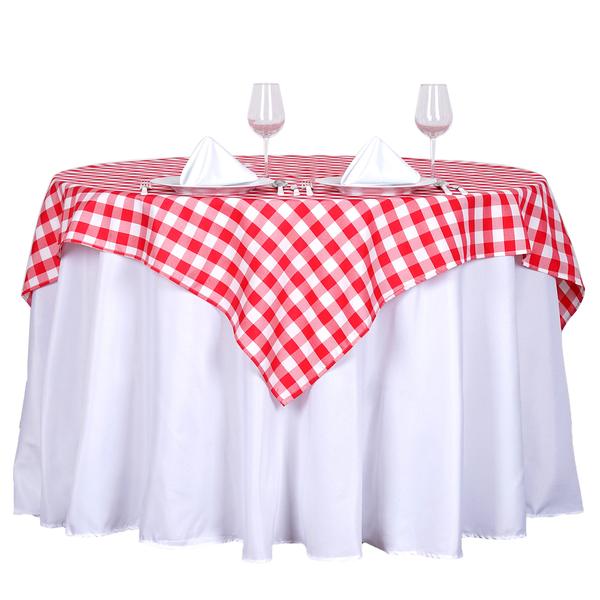 BalsaCircle 54" x 54" Square Gingham Checkered Polyester Tablecloth Red and White - image 5 of 9