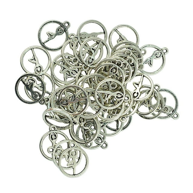 50 Pièces Rondes Creux Collier de Yoga Pendentifs Bricolage Artisanat Bijoux Faits Main