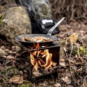 Petromax Wrought Iron Skillet, Long Handle Pan Conducts Heat Evenly, Indoor/Outdoor Camping Cookware for Campfire or Home Kitchen Use, Stove to Table Serveware, 18.1