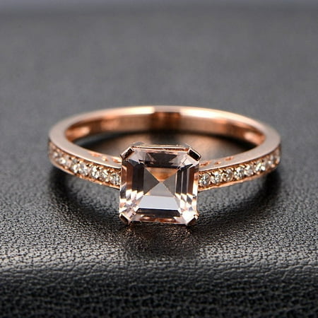 - Antique 1.25 carat Morganite and Diamond Engagement Ring in 10k Rose Gold for Women