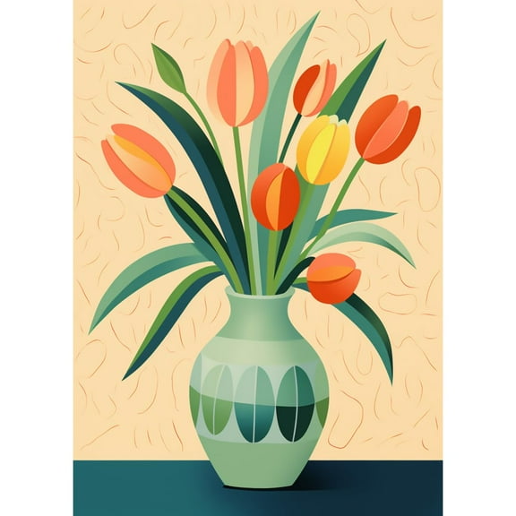 Green Vase with Flowers Tulips DIY 5D Diamond Art Paint with Full Drill Round Diamond Gems Painting by Number Kits for Adults Art Craft Home Wall Decor 11.8x15.8inch