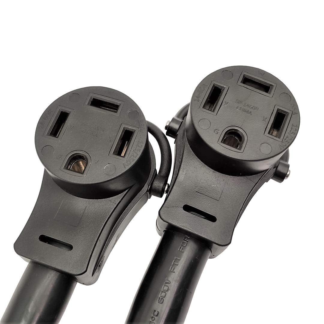 Parkworld 886191 RV 50 AMP Splitter Adapter NEMA 14-60P Male Plug to (2) 14-60R Female Connector (Black, 3FT)