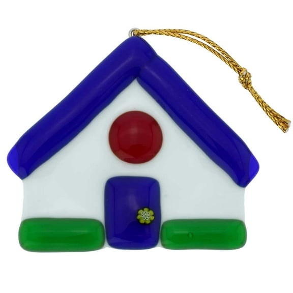 GlassOfVenice Murano Glass House Christmas Ornament - Blue