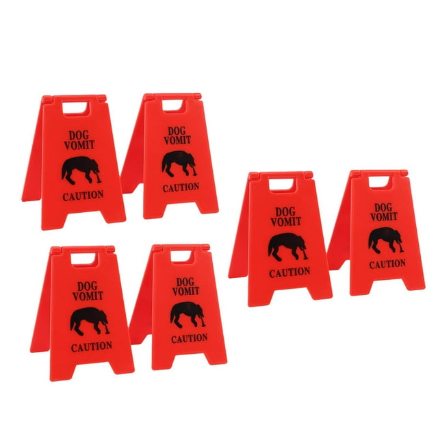 6Pcs Dog Vomit Caution Warning Decor, Enduring Plastic Clear Identification Innovative Design Pet Vomit Caution Reminder Sign for Yard Home Office