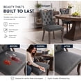 thumbnail image 6 of Dining Chairs Set of 2, Velvet Upholstered Kitchen Chairs with Vintage Copper Nails, Solid Wood Handles & Curved Legs, Mid Century Modern Dining Room Chairs for Home (Dark Gray, Set of 2), 6 of 8