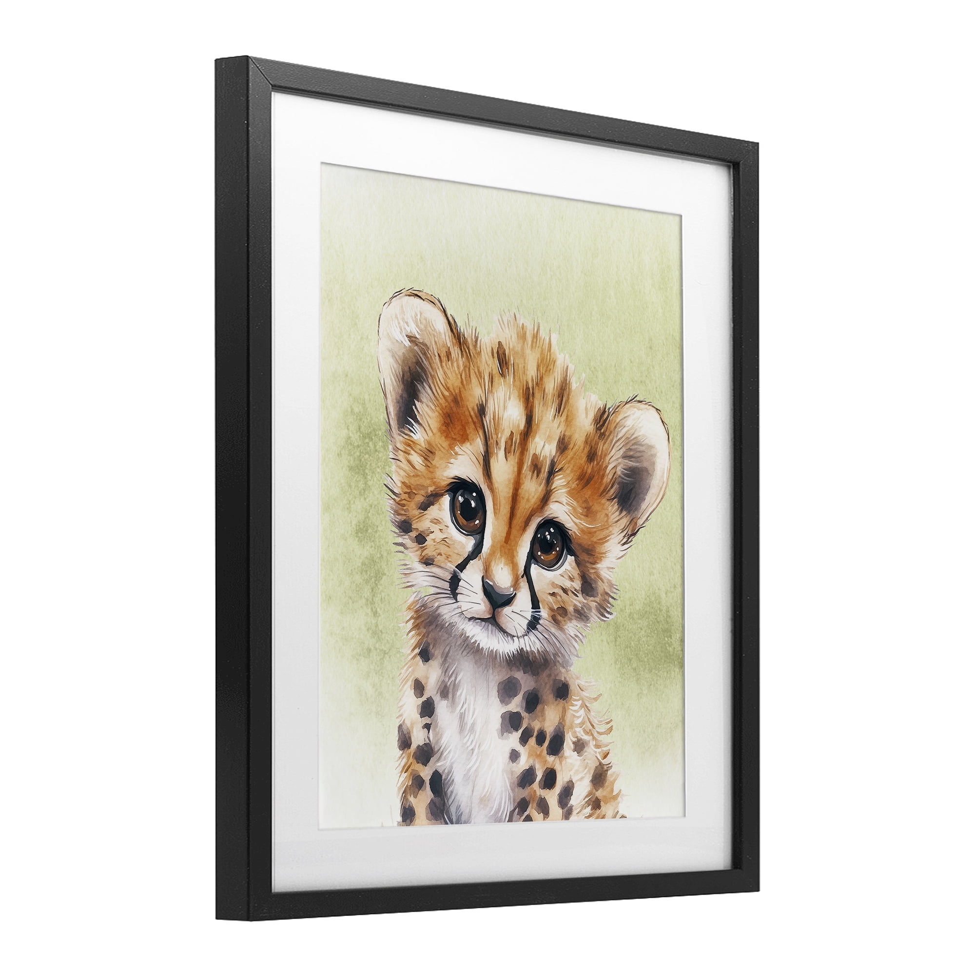 Stupell Industries Jungle Friends Baby Cheetah Black Framed Print Under Glass, design by Christine Simpson Art