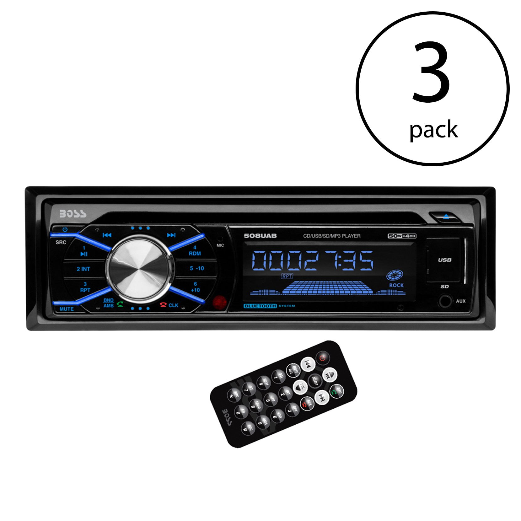 Boss In Dash CD Car Player USB MP3 Stereo Audio Receiver Bluetooth (3 Pack)