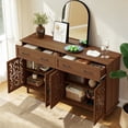 thumbnail image 3 of Hassch 59" Buffet Sideboard with 4 Doors, Vintage Storage Cabinet with 2 Drawers, Coffee Bar Cabinet, Accent Cabinet for Living Room, Dining Room, Kitchen, Walnut, 3 of 11