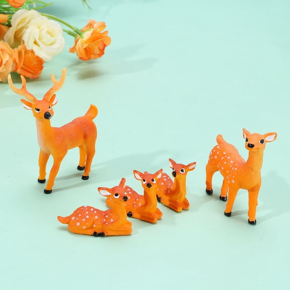 LOLIPPYY Set of 5 Mini Deer Figurines Plastic Tabletop Decor Chic Desktop Accessories for Home Office and Living Room
