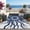 Dark Blue, variant on 8*10/9*12ft Outdoor Rug Waterproof Reversible, Plastic Straw Patio Rug for Camping RV, Modern Sun Geometric Pattern, Large Lightweight Portable Mat for Backyard Deck Beach Picnic