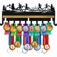 thumbnail image 2 of Always Earned Never Given Trophy and Medal Display Wooden Shelf Medal Hanger Holder Displaying, 2 of 9