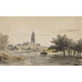 thumbnail image 2 of Adrianus Eversen 24x16 Gold Ornate Framed and Double Matted Museum Art Print Titled - View of a Town, Seen from Over a River (1828 - 1897), 2 of 4