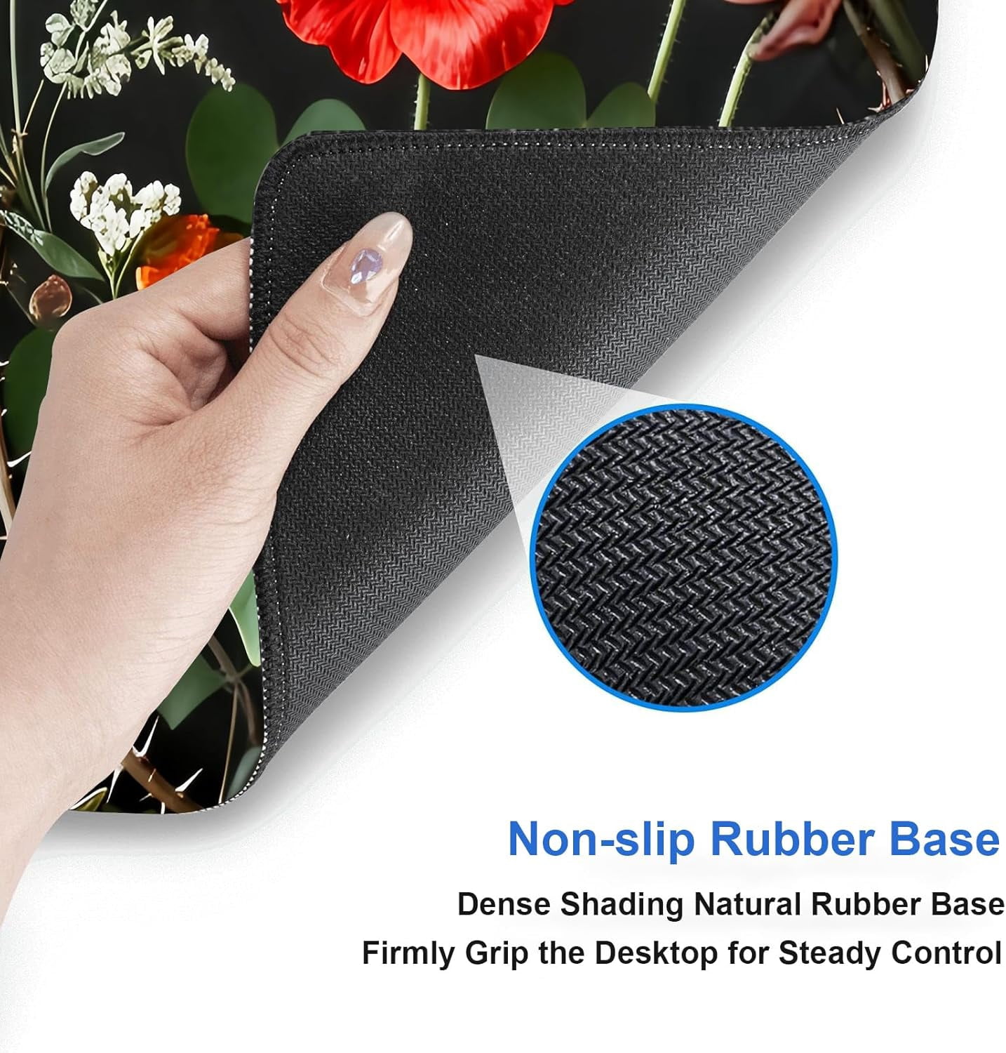 Heart Green Leaf Flower Large Mouse and Keyboard Pad, 31.5"x11.8" Full Desk Mat, Non-Slip Base, Smooth Cloth Surface, for Gaming, Office Work, Computer, PC, Laptop and Home Desktop