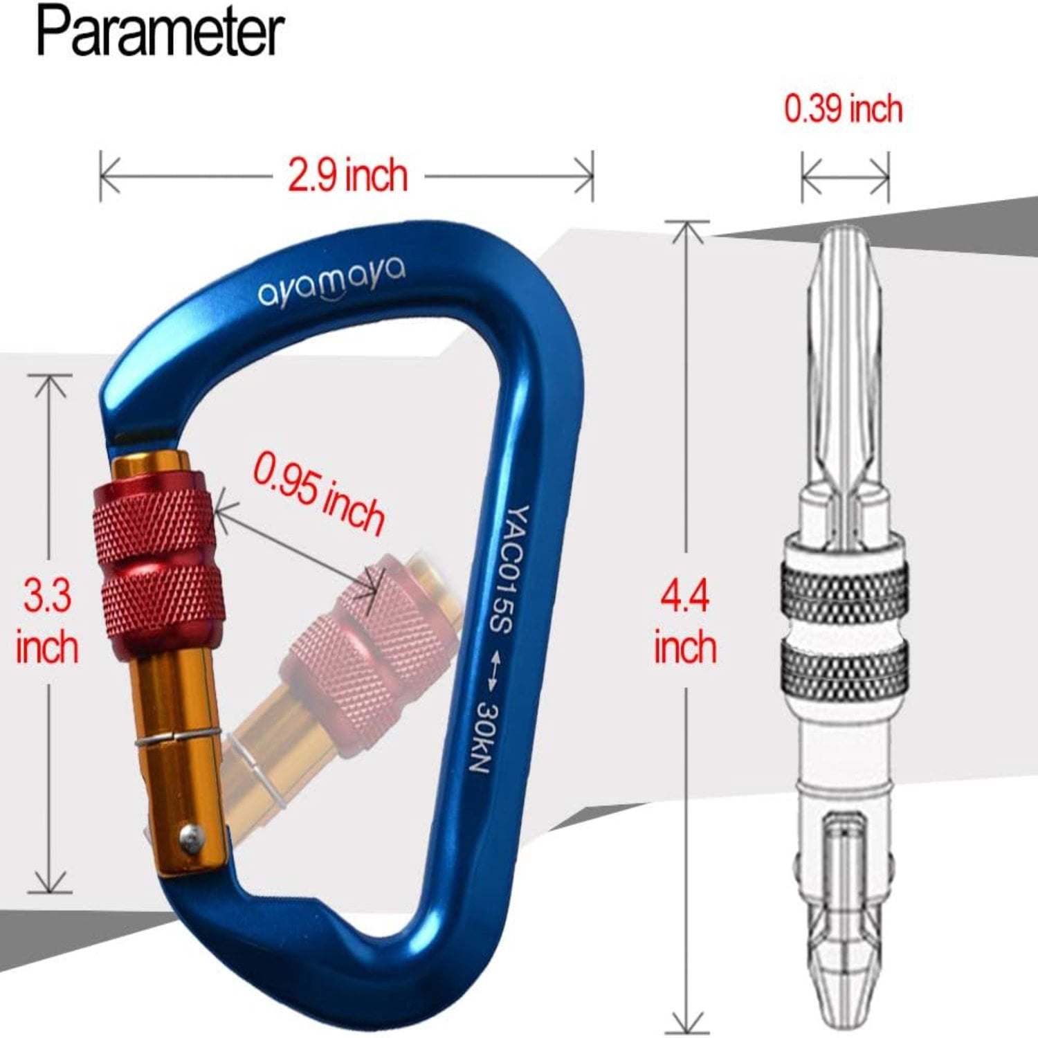 3-Pack Screwgate Locking Carabiners – 30kN (6,744 lbs) Heavy-Duty D-Shaped Carabiners for Rock Climbing, Rappelling