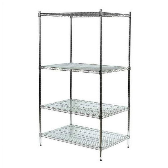 Wire Shelving Unit, 18"D x 72"W x 85"H, 4 Shelves, Chrome