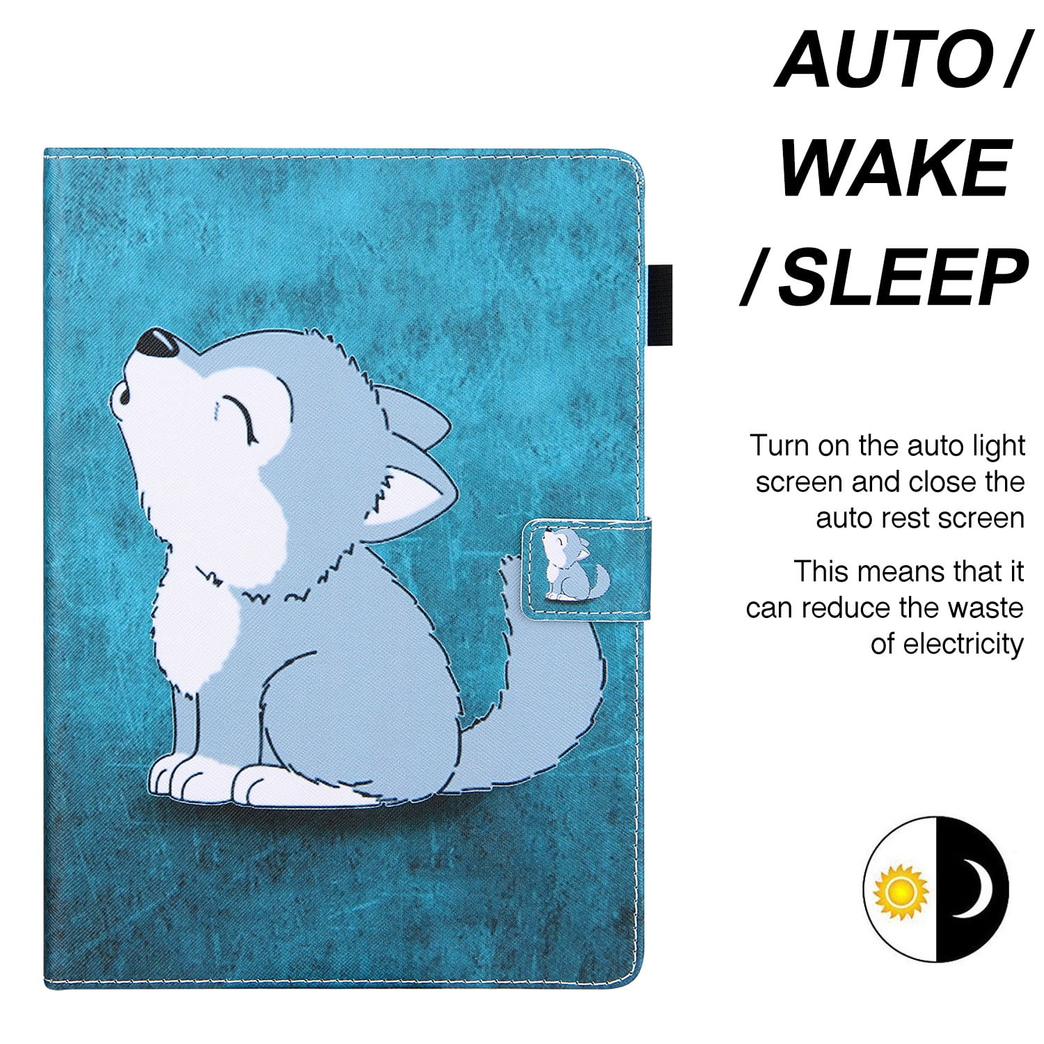 iPad Air 4th Gen Case 10.9", iPad Pro 11 Case 2021/2020/2018, Allytech PU Leather Slim Auto Sleep Wake Shockproof Kickstand Pencil Holder Case Cover for Apple iPad Air 4, iPad Pro 11,Wolf