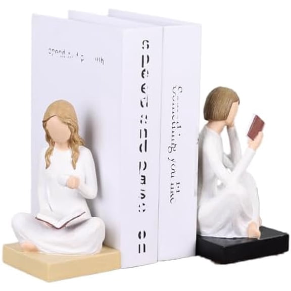 Gifts for Readers Book Lovers Women, Graduates, Students, Teachers, Caregivers, Hand-Painted Resin Reading Figurines Bookends for Home Library Office Desk Bookshelf Decor