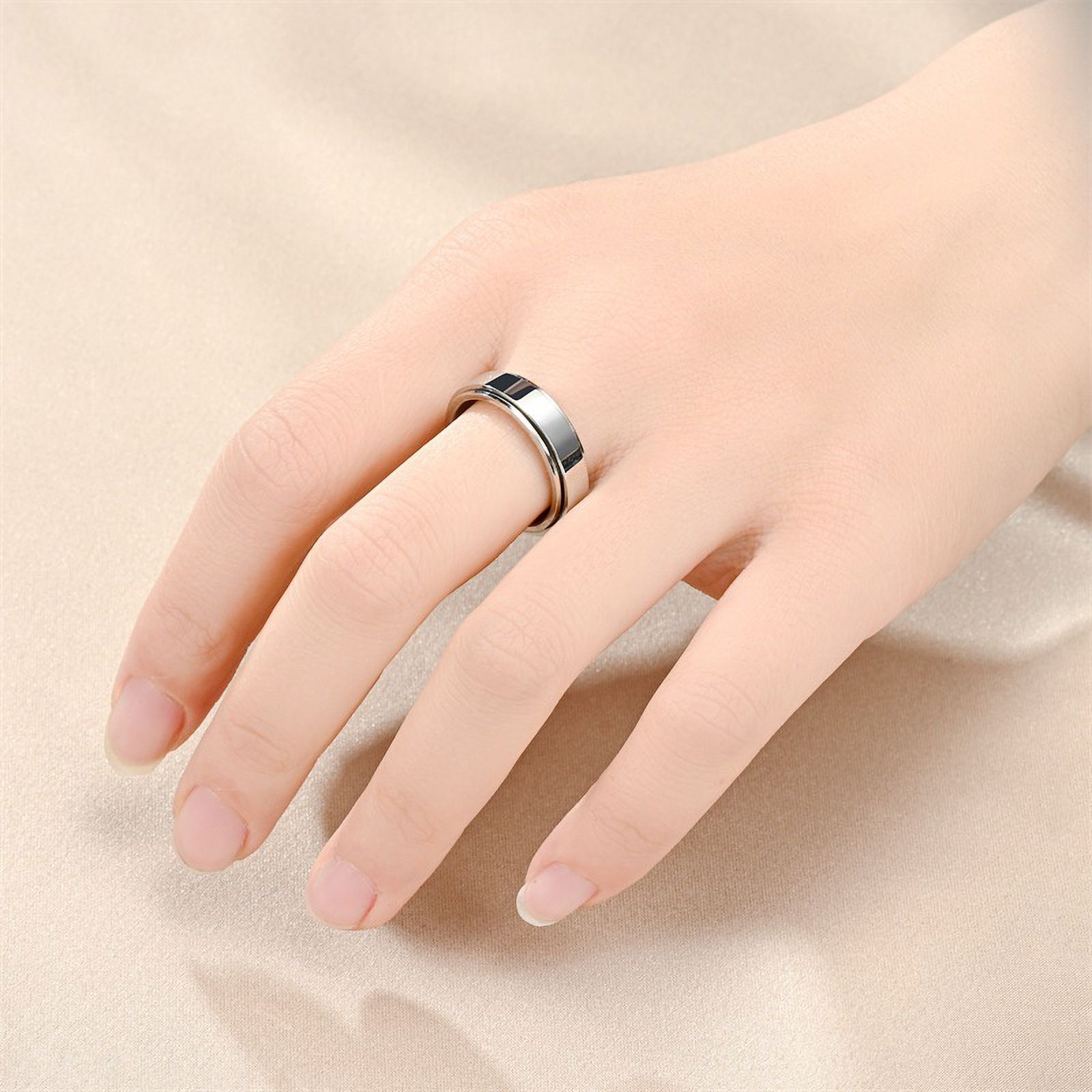 Anxiety Fidget Spinner Rings for Men Smooth 14K White Gold Spinning Rotate Ring for Women Punk Cool Anti Stress Jewelry