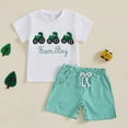 thumbnail image 2 of Baby Boy Outfits Toddler Boys Clothes Sets Kids Summer Cotton Letter Prints Short Sleeve Casual 3 6 12 18 24 Months 3T T Shirts and Shorts T-Shirt & Set 2PCS, 2 of 7