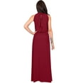 thumbnail image 5 of KOH KOH Long Sleeveless Bridesmaid Wedding Party Guest Summer Flowy Casual Brides Formal Evening Sexy Halter Neck Maxi Dress Gown For Women Crimson Dark Red Large US 12-14 NT012, 5 of 6